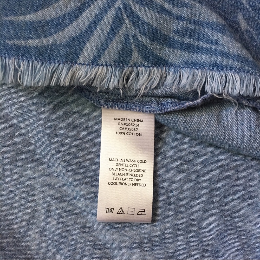 NEW Joe’s 100% cotton denim palm leaves tropical print top - S - Picture 7 of 7
